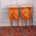 side on view of bedsides showcasing veneered wood