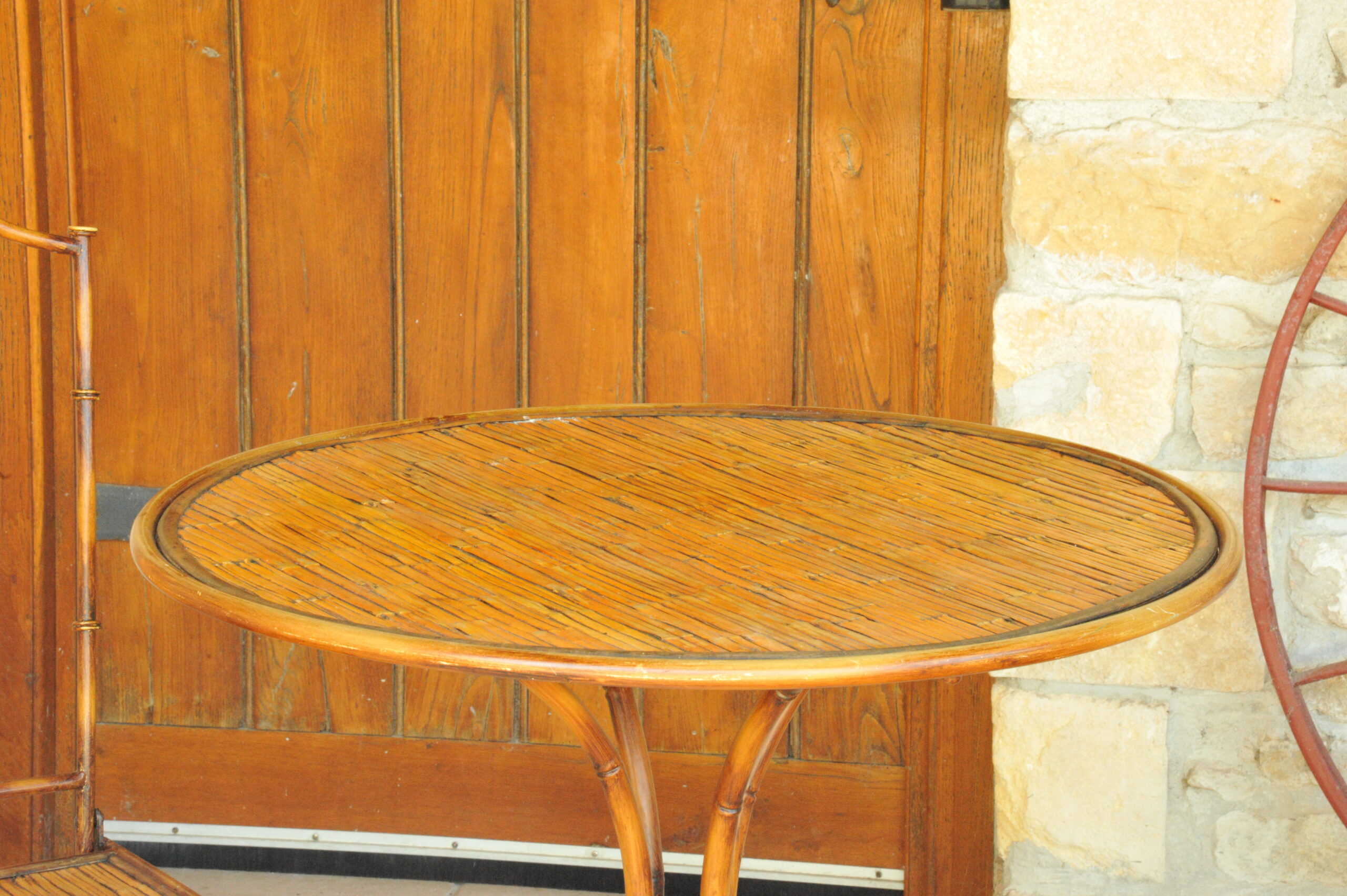 vintage french faux bamboo table and chair set