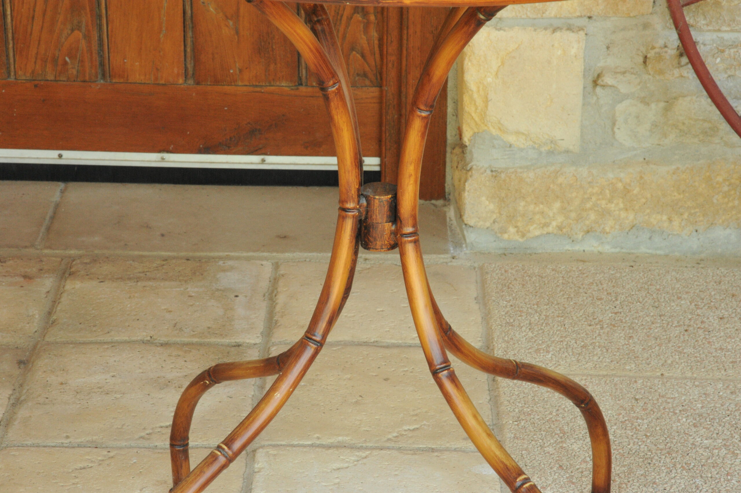vintage french faux bamboo table and chair set