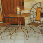 vintage french faux bamboo table and chair set