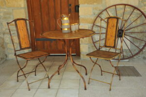 vintage french faux bamboo table and chair set