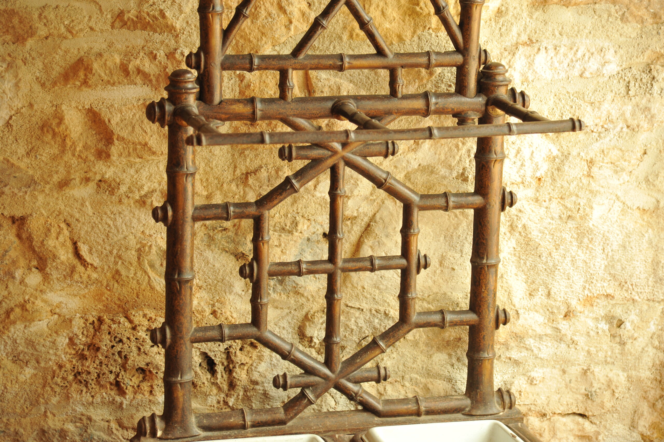 antique french cast iron faux bamboo hat, coat & umbrella stand c.1890–1900