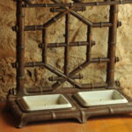 antique french cast iron faux bamboo hat, coat & umbrella stand c.1890–1900