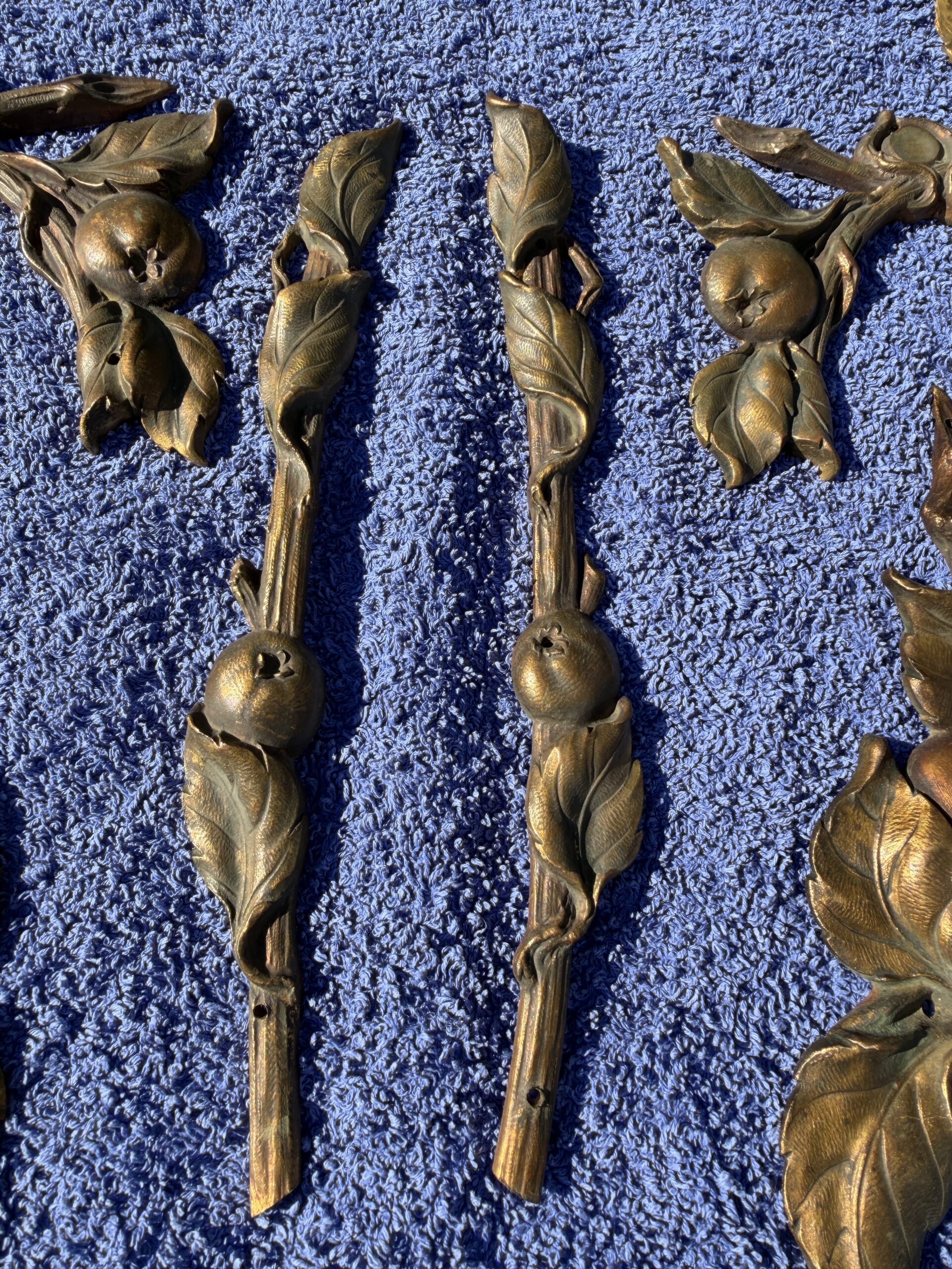 stunning and rare set of 19 gilt bronze appliques by poix blin