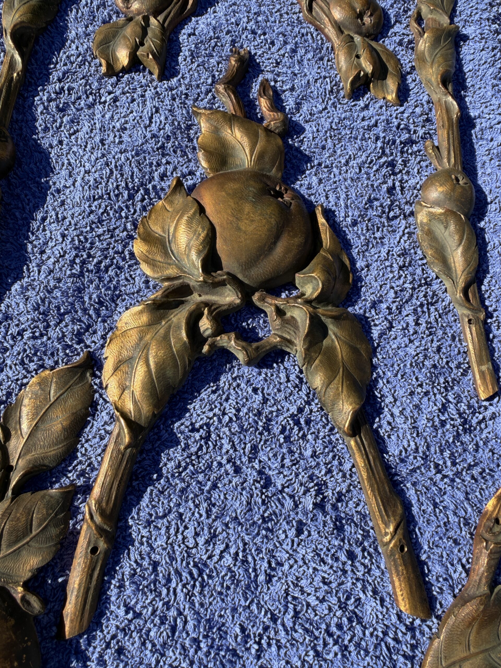 stunning and rare set of 19 gilt bronze appliques by poix blin